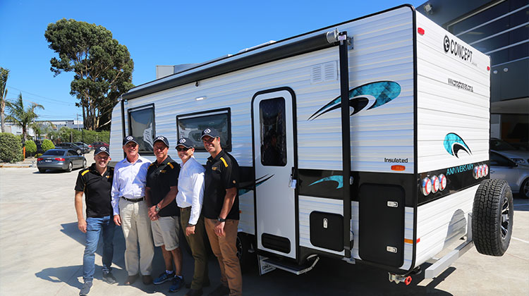 Alan Graham's staff and a Concept caravan