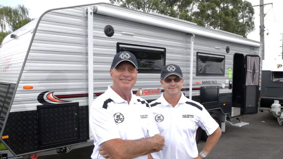 Alan Graham's in front of his Ascot caravan
