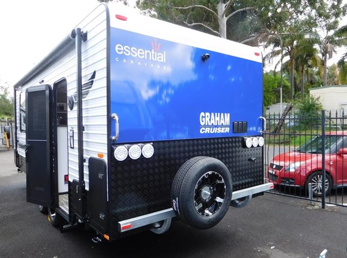 An exterior design of Grant Cruiser Essential caravan
