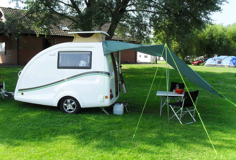 A small white caravan