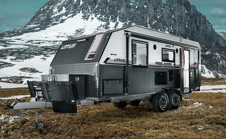 A Lotus Freelander caravan is being parked